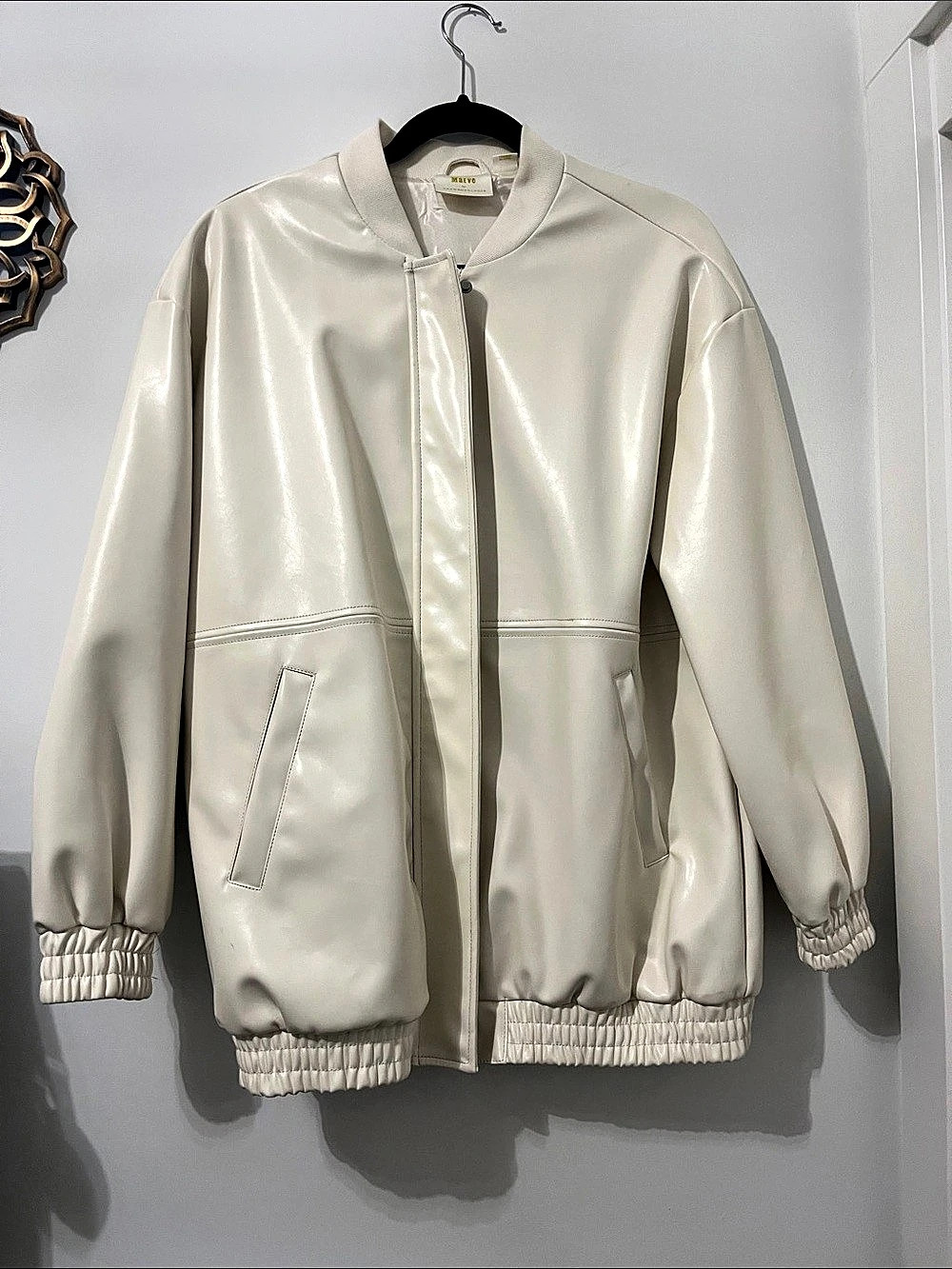 Maeve by Anthropologie Maeve Faux Leather Bomber Jacket White Size Small